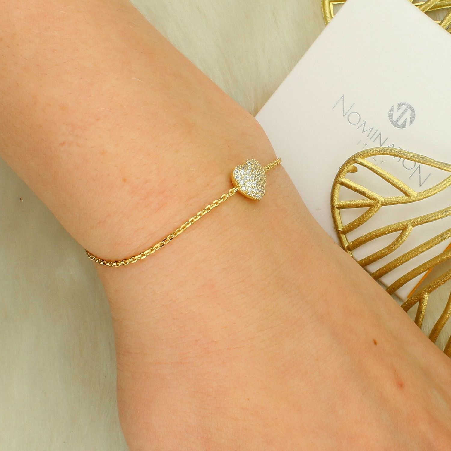 Bransoletka Nomination z pozłacanym sercem z bambusa Collection Life Poetryd.jpg